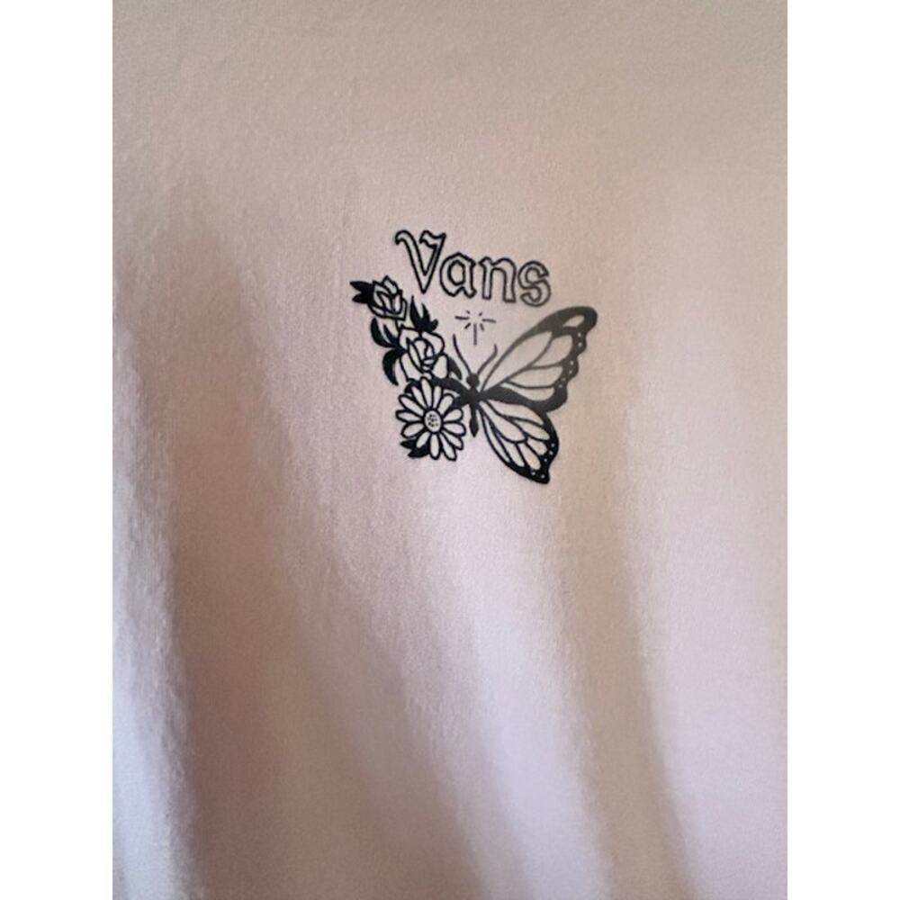 Vans Unisex Long Sleeve Graphic Tee Pink Butterfly Skull Roses Size Large - Picture 3 of 7